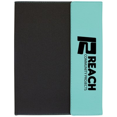 9½" x 12" Teal Leatherette & Black Canvas Portfolio
