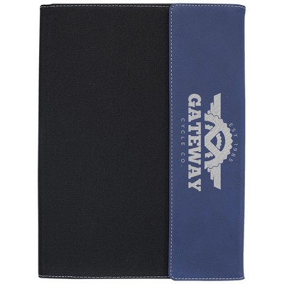 9½" x 12" Blue/Silver Leatherette & Black Canvas Portfolio